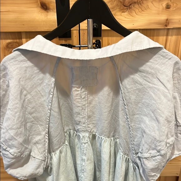 We The Free Seafoam Blue Puff Sleeve Blouse with High/Low - Picture 11 of 13